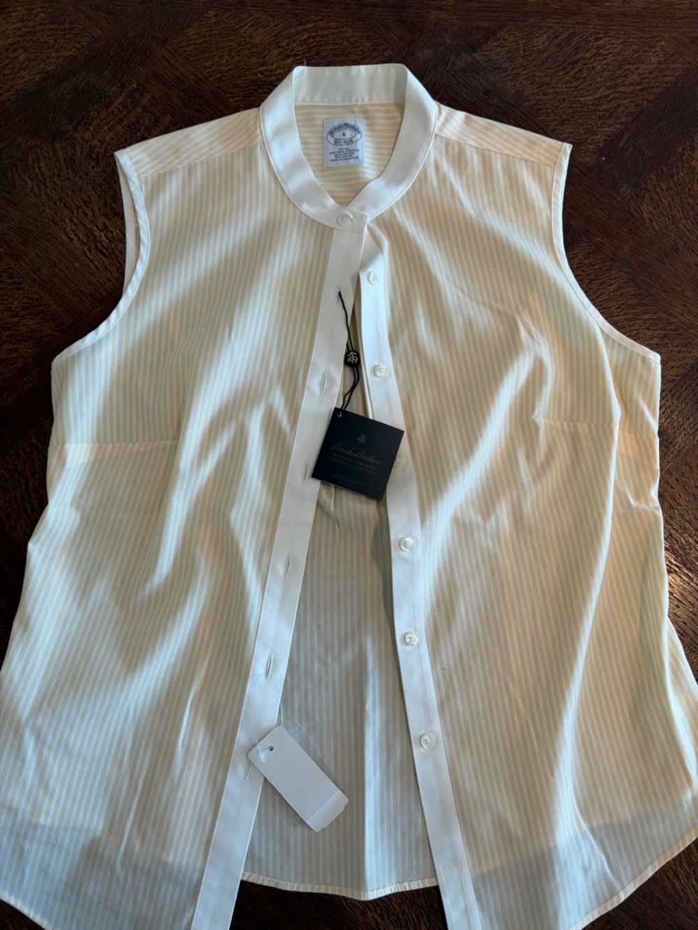 Brooks Brothers Yellow and White Striped Sleeveless Blouse